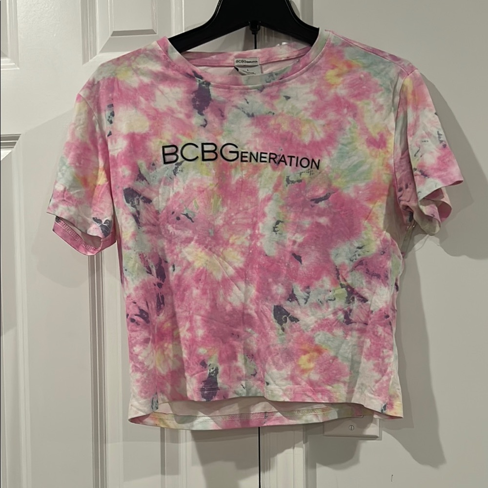 BCBGeneration Multicolor Cotton Short Sleeve Boxy Tee